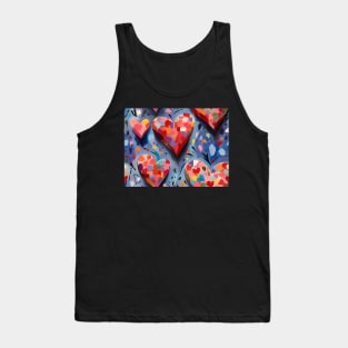 Modern Colorful Love Valentine Day Painting Hearts Pattern Tank Top